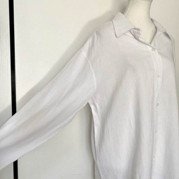 RHYTHM. CLASSICS WHITE LINEN BLEND LONG SLEEVE BUTTON DOWN SHIRT - S - Picture 7 of 9